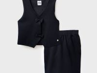 Комплект трикотажный для девочек: жилет, юбка