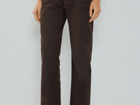 Прямые джинсы с велюровым покрытием, Коричневый