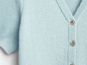 Укороченный кардиган с золотыми пуговицами, Зеленый