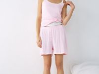 Пижамные шорты из ажурного трикотажа, Розовый