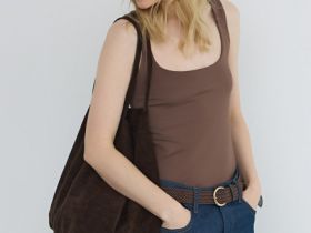 Топ с широкими бретелями, Коричневый