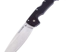 Нож складной Cold Steel Voyager Extra Large Drop Plain Edge, сталь Aus-10A, рукоять Griv-Ex, черный