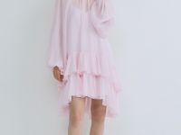 Платье мини с рюшами, Розовый