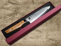 Кухонный нож шеф Shimomura Сантоку 170 мм, сталь VG-10 Damascus, рукоять дерево