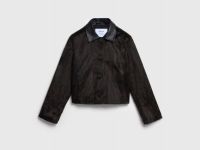 Куртка из искусственной кожи с ворсом, Черный