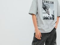 Футболка с принтом для мальчиков, Серый