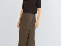 Юбка миди из искусственной кожи, Коричневый