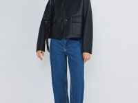 Прямые джинсы с отворотами, Синий