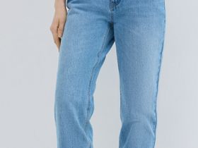 Прямые джинсы со средней посадкой, Голубой