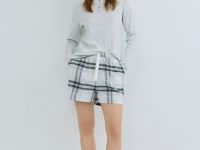 Пижамный лонгслив в рубчик, Серый