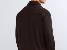 Плотная рубашка из трикотажа, Коричневый