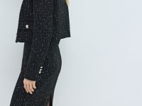 Твидовая юбка миди, Черный