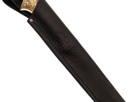 Туристический нож Витязь-2, сталь дамаск, художественная резьба, рукоять венге