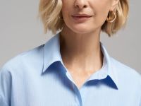 Рубашка объемного кроя в полоску