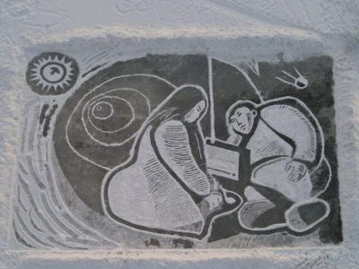 Картину Афанасия Мунхалова нарисовали снегом на льду в Чурапчинском районе Якутии