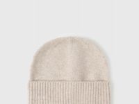 Вязаная шапка с отворотом, Бежевый