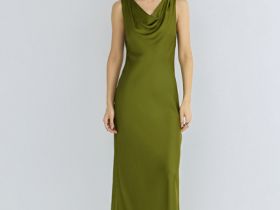 Платье-халтер с драпировкой, Зеленый