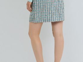 Юбка мини из твида, Зеленый