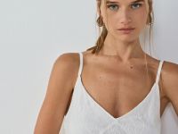 Кружевное платье на тонких бретелях, Белый