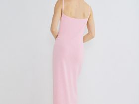 Платье макси на тонких бретелях, Розовый