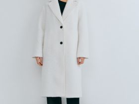 Длинное фактурное пальто, Бежевый