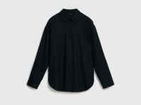 Рубашка с длинным рукавом из смесового льна, Черный