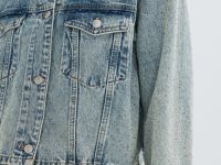 Джинсовая куртка со стразами, Голубой