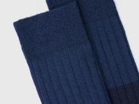 Носки колор-блок в крупный рубчик, Синий