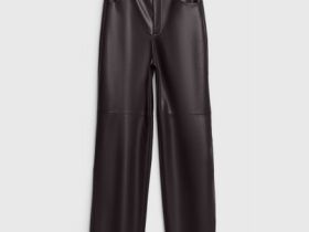 Прямые брюки из искусственной кожи, Фиолетовый