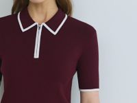 Джемпер с воротником поло на молнии, Фиолетовый