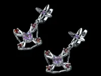 Серьги из серебра с аметистами и гранатами э0649сг10250365