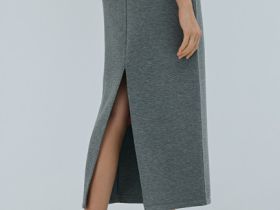 Юбка миди прямого кроя, Серый