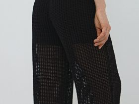 Широкие брюки из структурной ткани, Черный