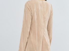 Платье мини из жатого бархата, Бежевый