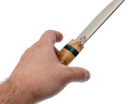 Походный нож Северный средний, сталь 65Х13, карельская береза с цветной вставкой