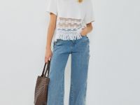 Футболка с кружевом и бахромой, Белый