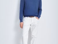 Джемпер из хлопка и шерсти с округлым вырезом