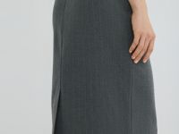 Прямая юбка миди, Серый