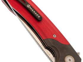 Складной нож Maxace Goliath Red, сталь Bohler K110, рукоять G10 красный/темный больстер