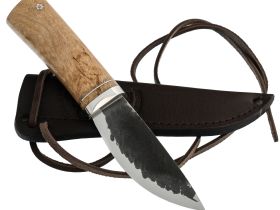 Нож Скинер, сталь Х12МФ, рукоять карельская береза, дюраль, с откованным долом