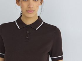 Базовый джемпер поло с коротким рукавом, Коричневый