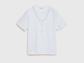 Футболка с декором на горловине, Белый