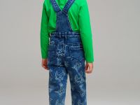 Полукомбинезон текстильный джинсовый утепленный флисом для мальчиков