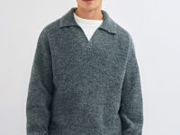 Текстурный джемпер поло, Серый
