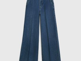 Широкие джинсы Wide leg с высокой посадкой, Синий