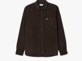 Мужская хлопковая велюровая рубашка Lacoste стандартного кроя