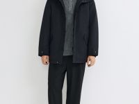 Удлинённая парка с капюшоном, Синий