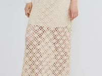 Ажурная юбка макси, Бежевый