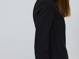 Платье мини с контрастными манжетами, Черный