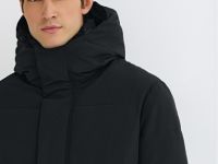 Удлинённая утеплённая куртка с капюшоном, Черный